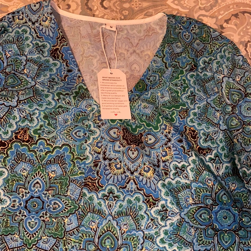 Teal multicolored shirt